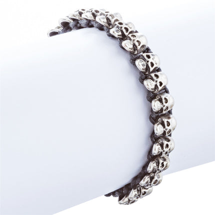 Halloween Costume Jewelry Skull Charms Braided Adjustable Bracelet