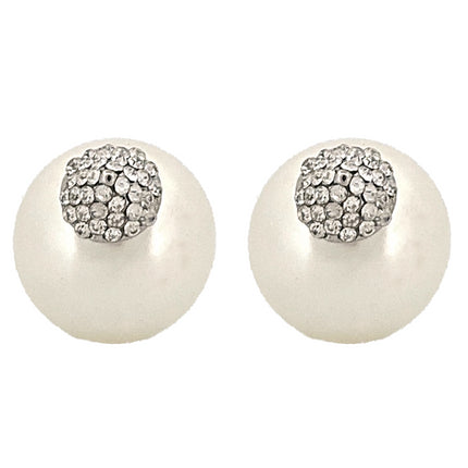 Chic Modern Cone Pearl Crystal Rhinestone Double Sided Design Fashion Stud Earrings