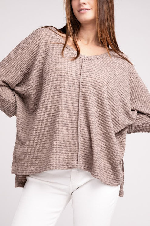 Chic Elegant Trendy 3/4 Sleeve V-Neck Hi-Low Hem Jacquard Sweater - Accessoriesforever