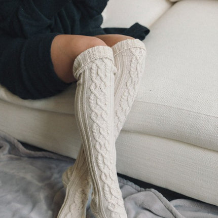 Stretchable Stylish Cozy Knee High Cable Knit Fashion Socks