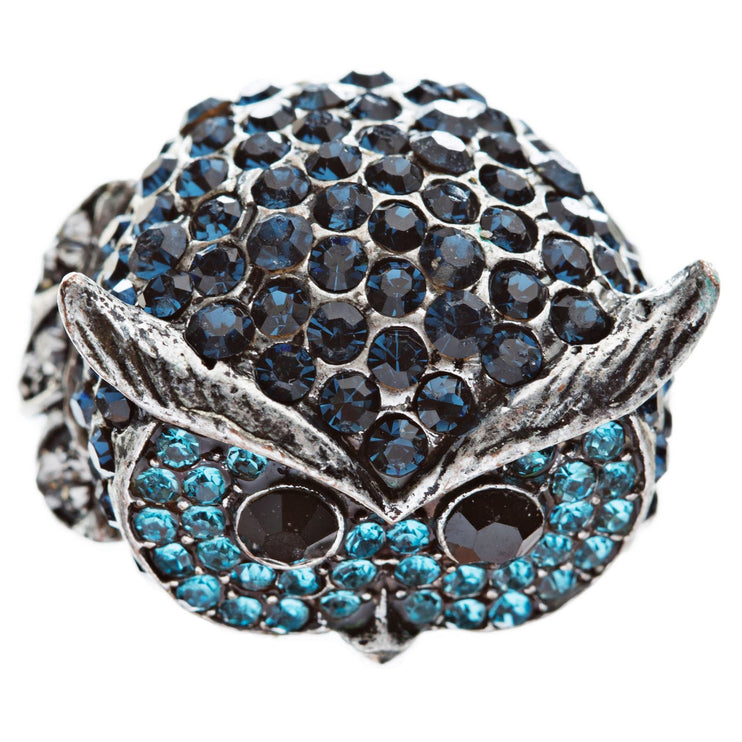 Owl Animal 3D Crystal Rhinestone Stretch Ring