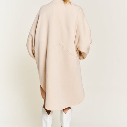 Oversized Brushed Knit Sweater Cardigan with Front Pocket