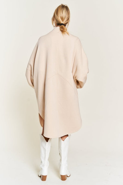 Oversized Brushed Knit Sweater Cardigan with Front Pocket