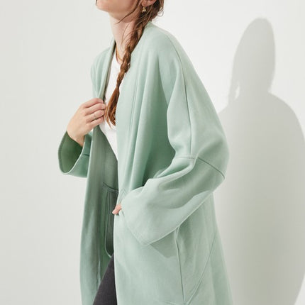 Oversized Brushed Knit Sweater Cardigan with Front Pocket
