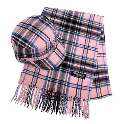 Classic Fashion Plaid Pattern Design Newsboy Hat and Soft Scarf Set - Accessoriesforever