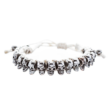 Halloween Costume Jewelry Skull Charms Braided Adjustable Bracelet