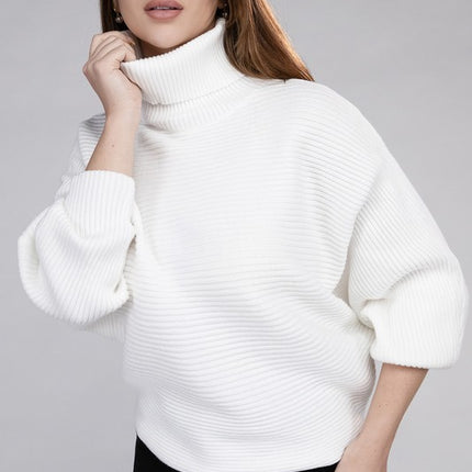 Sleek Comfortable Elegant Viscose Dolman Sleeve Turtleneck Sweater