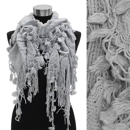 Beautiful Floral Ruffle Light Fashion Cold Weather Winter Scarf Gray