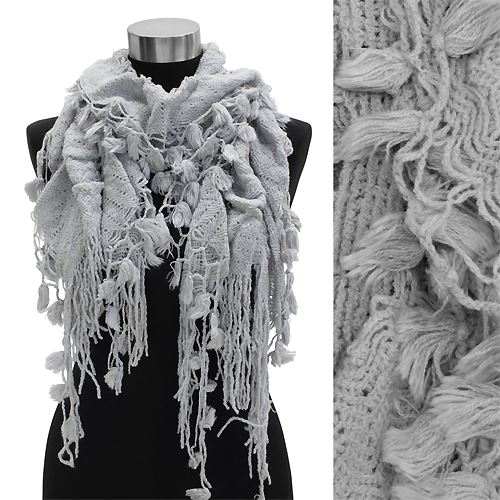 Beautiful Floral Ruffle Light Fashion Cold Weather Winter Scarf Gray