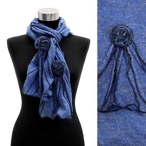 Women Winter Cold Corsage Decorated Ruffle Edged Scarf