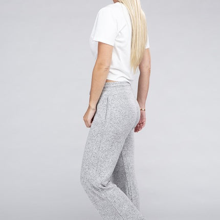 Soft Terry Lounge Pants with Elastic Drawstring Waist