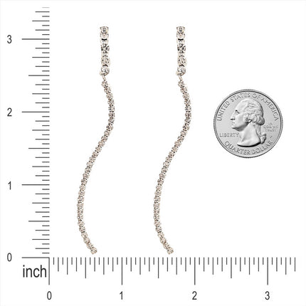 Elegant Crystal Rhinestone Pave Long Linear Wave Drop Dangle Earrings