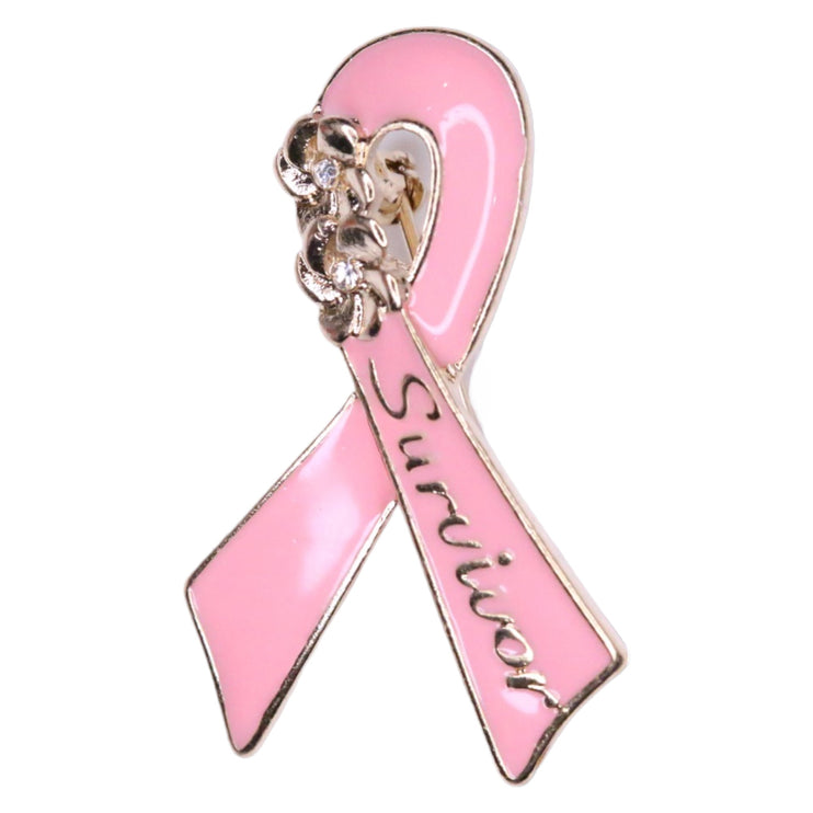 Elegance Breast Cancer Awareness Pink Ribbon Brooch Pin