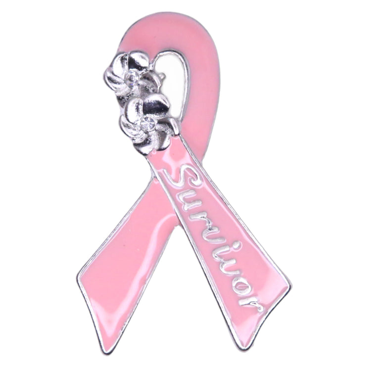 Elegance Breast Cancer Awareness Pink Ribbon Brooch Pin