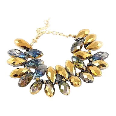 Gorgeous Fashion Stylish Bridal Wedding Cluster Bead Link Bracelet Gold Green - Accessoriesforever