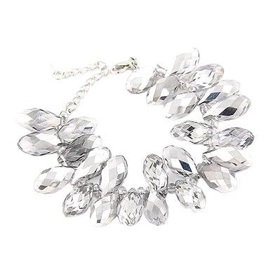 Gorgeous Fashion Stylish Bridal Wedding Cluster Bead Link Bracelet Silver White - Accessoriesforever