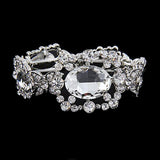 Bridal Wedding Jewelry Oval Cluster Glass Stone Stretch Fashion Bracelet B434