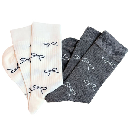 Elegant Chic Bow Design Comfy Socks Set Of 2