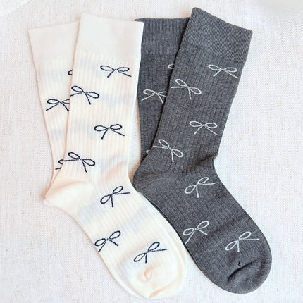 Elegant Chic Bow Design Comfy Socks Set Of 2