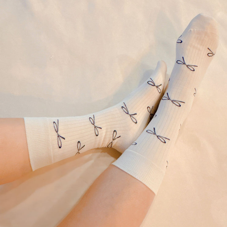 Elegant Chic Bow Design Comfy Socks Set Of 2