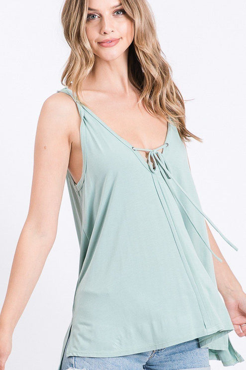 Casual Chic Lightweight Twisted Straps Flowy Tank Top