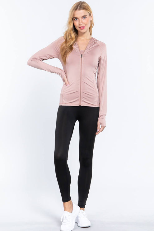 Stylish Flexible Long Sleeve Workout Track Activewear Jacket Hoodie