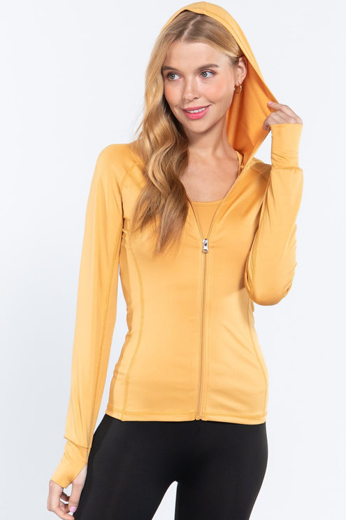 Stylish Flexible Long Sleeve Workout Track Activewear Jacket Hoodie