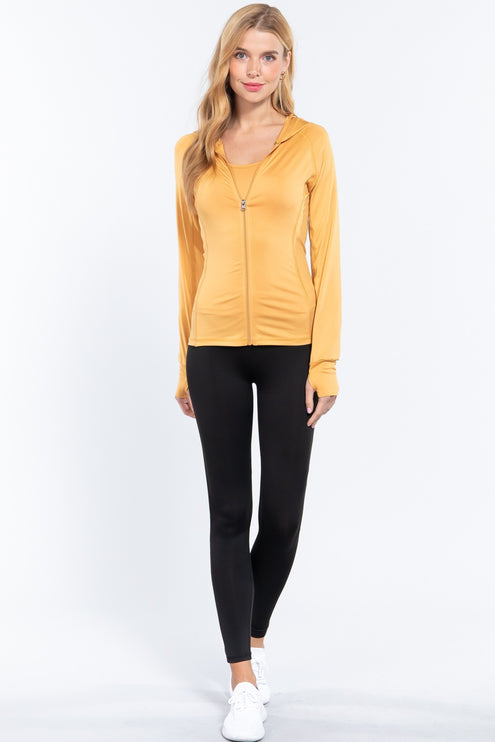 Stylish Flexible Long Sleeve Workout Track Activewear Jacket Hoodie