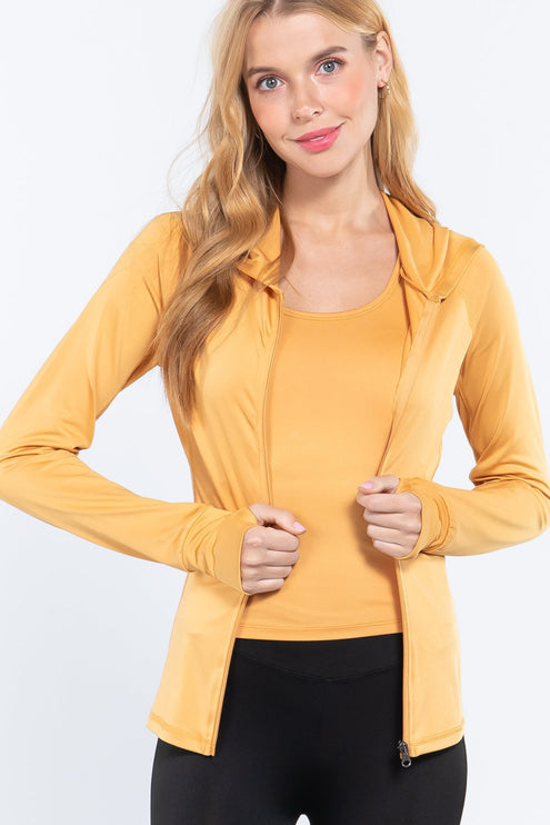Stylish Flexible Long Sleeve Workout Track Activewear Jacket Hoodie
