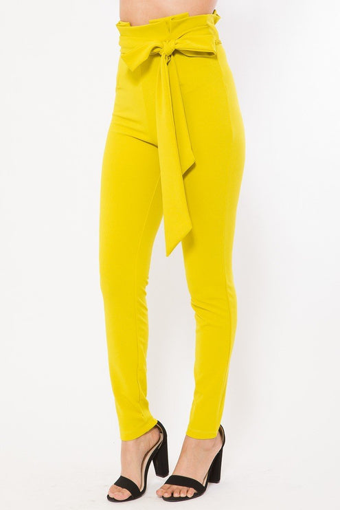 High Waist Skinny Pants with Belt Detail Stretchy & Chic Design