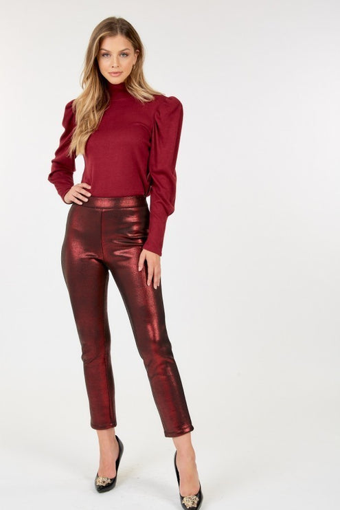 Sleek Stretch Animal Skin Vinyl Ankle Pants