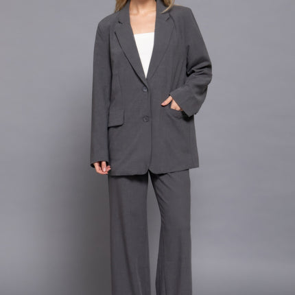 Notched Collar Long Sleeve Blazer