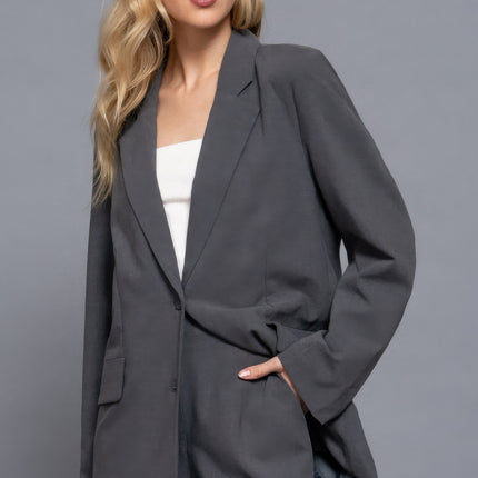 Notched Collar Long Sleeve Blazer