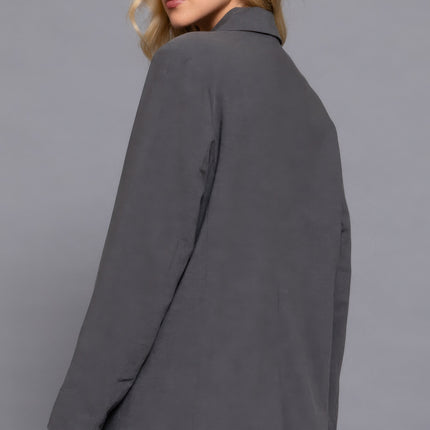 Notched Collar Long Sleeve Blazer