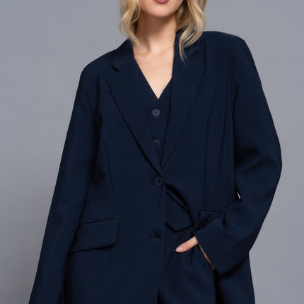 Notched Collar Long Sleeve Blazer