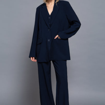 Notched Collar Long Sleeve Blazer