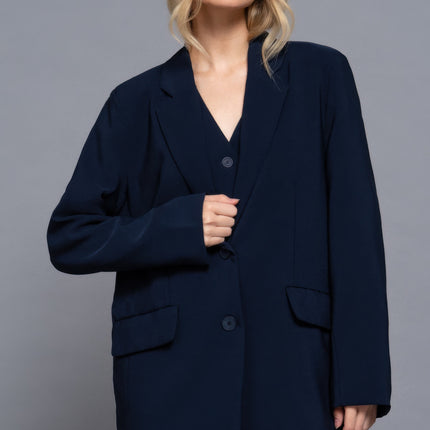 Notched Collar Long Sleeve Blazer