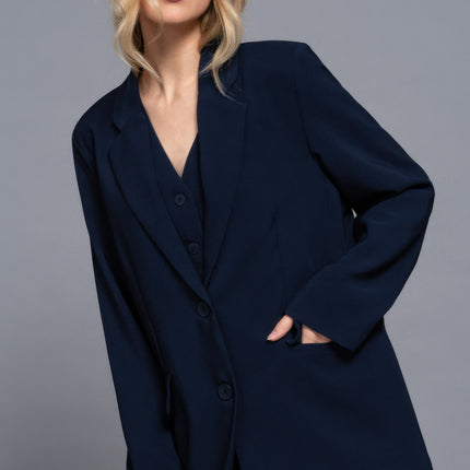 Notched Collar Long Sleeve Blazer