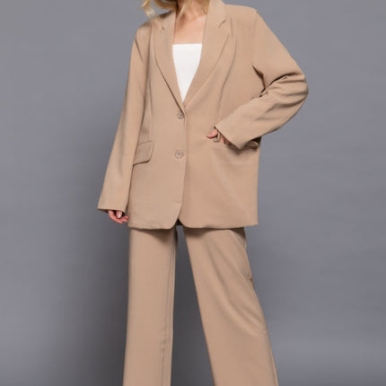 Notched Collar Long Sleeve Blazer