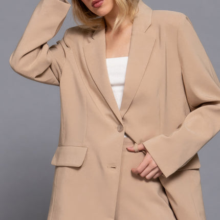 Notched Collar Long Sleeve Blazer