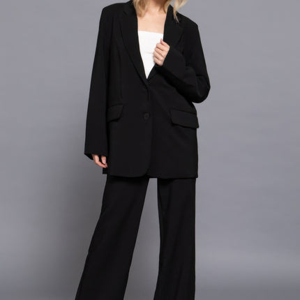 Notched Collar Long Sleeve Blazer