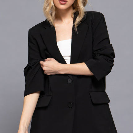 Notched Collar Long Sleeve Blazer