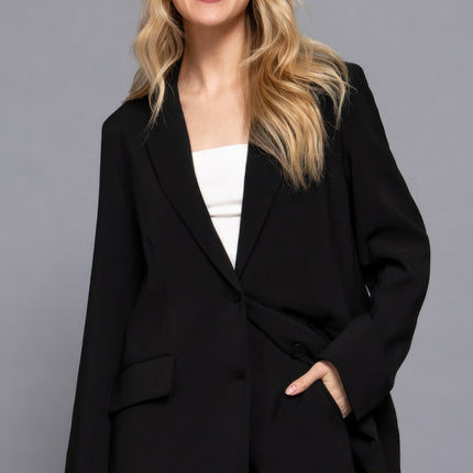 Notched Collar Long Sleeve Blazer
