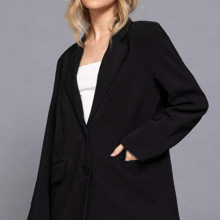Notched Collar Long Sleeve Blazer