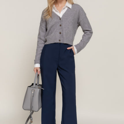 Elastic Back Straight-Leg Woven Pants