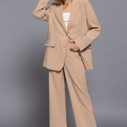 Elastic Back Straight-Leg Woven Pants