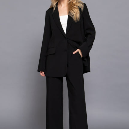 Elastic Back Straight-Leg Woven Pants