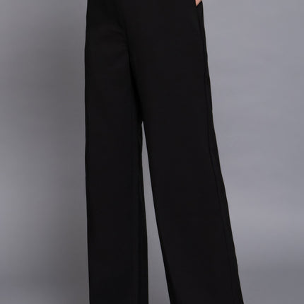 Elastic Back Straight-Leg Woven Pants