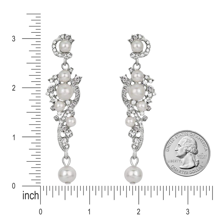 Bridal Wedding Prom Jewelry Crystal Rhinestones Pearl Vintage Dangle Earrings - Accessoriesforever