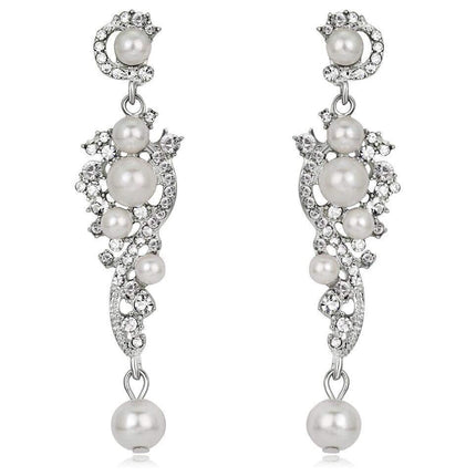 Bridal Wedding Jewelry Rhinestones Pearl Vtge Earrings